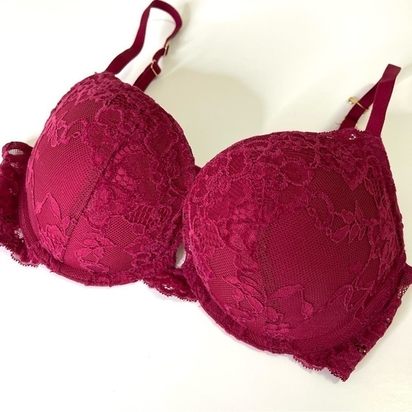 LA Senza Beyond Sexy Maroon Classic Plunge Push Up Bra 34C - Picture 3 of 7
